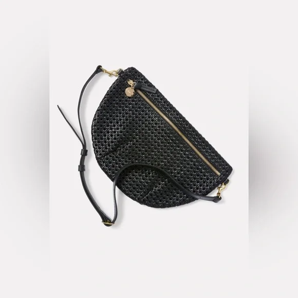NWT Clare V grande Fanny belt bag in black woven zig zag - Picture 5 of 16
